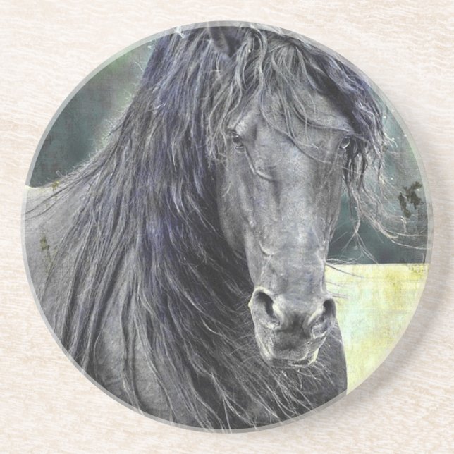 Friesian Stallion Drink Coaster (Front)