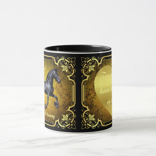 Friesian stallion  horse, heart of Gold mug (Center)