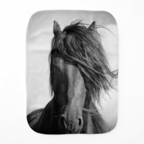 Friesian stallion in the wind. burp cloth Friesian stallion in the wind. burp cloth