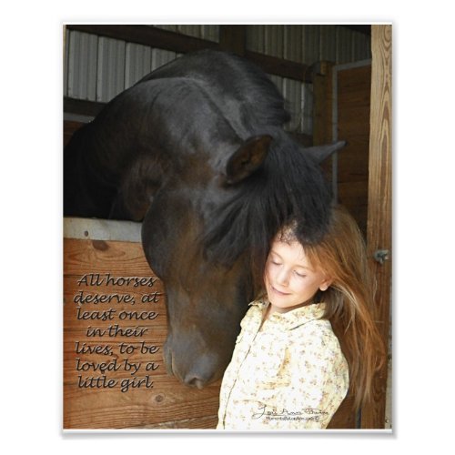 Friesian Stallion Mintse and Little Girl Photo Print