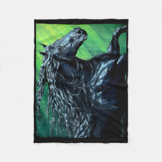 Friesian, The black beauty stallion, running Fleece Blanket