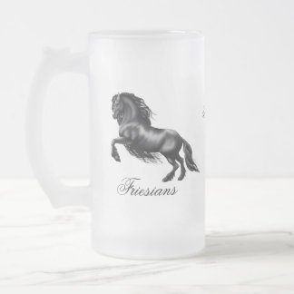Friesians, black letter frosted glass beer mug