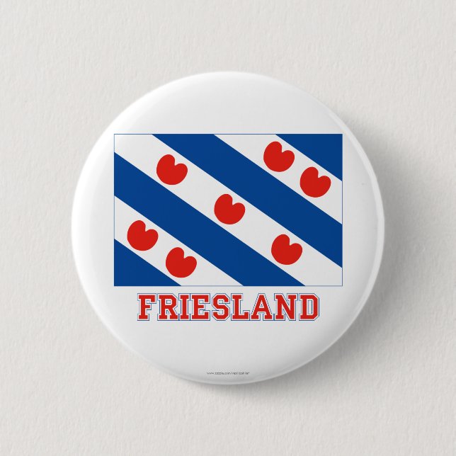 Friesland Flag with name Pinback Button (Front)