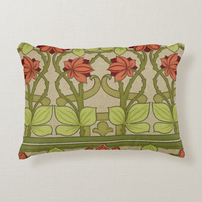 Frieze Border Art Nouveau Floral Accent Pillow (Front)