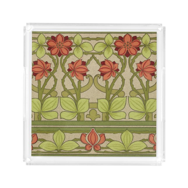 Frieze Border Art Nouveau Floral Acrylic Tray (Front)