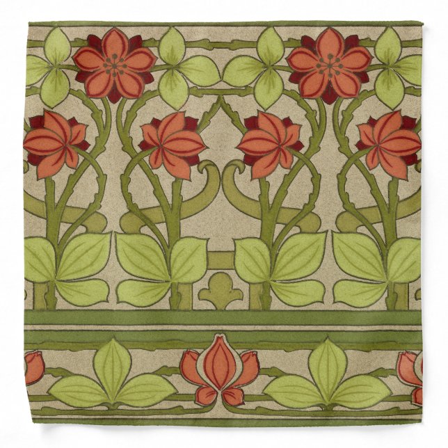 Frieze Border Art Nouveau Floral Bandana (Front)