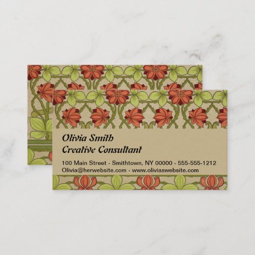 Frieze Border Art Nouveau Floral Business Card