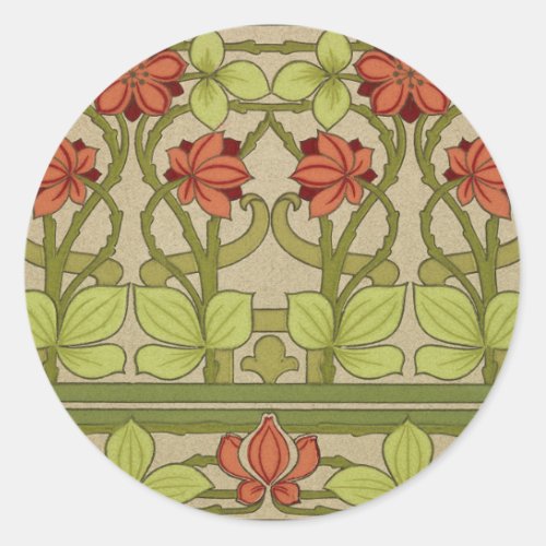 Frieze Border Art Nouveau Floral Classic Round Sticker