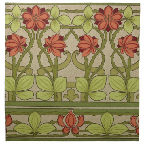 Frieze Border Art Nouveau Floral Cloth Napkin