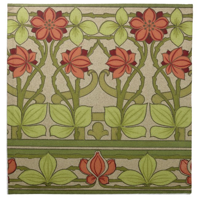 Frieze Border Art Nouveau Floral Cloth Napkin (Front)