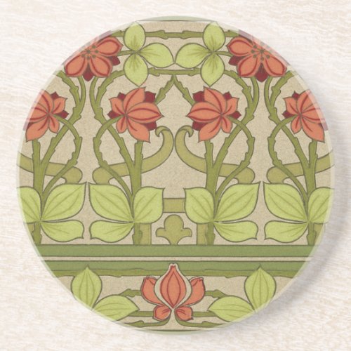 Frieze Border Art Nouveau Floral Coaster