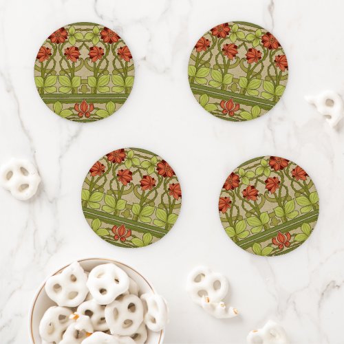 Frieze Border Art Nouveau Floral Coaster Set