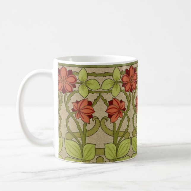 Frieze Border Art Nouveau Floral Coffee Mug (Left)