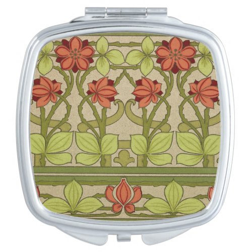 Frieze Border Art Nouveau Floral Compact Mirror