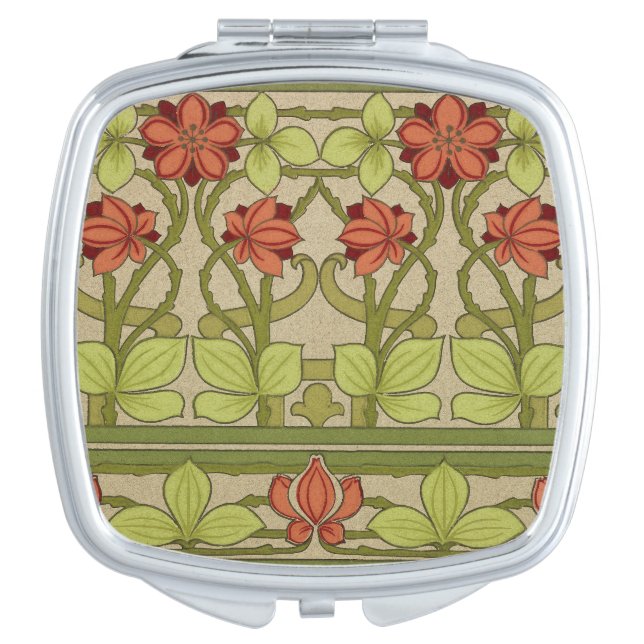 Frieze Border Art Nouveau Floral Compact Mirror (Front)