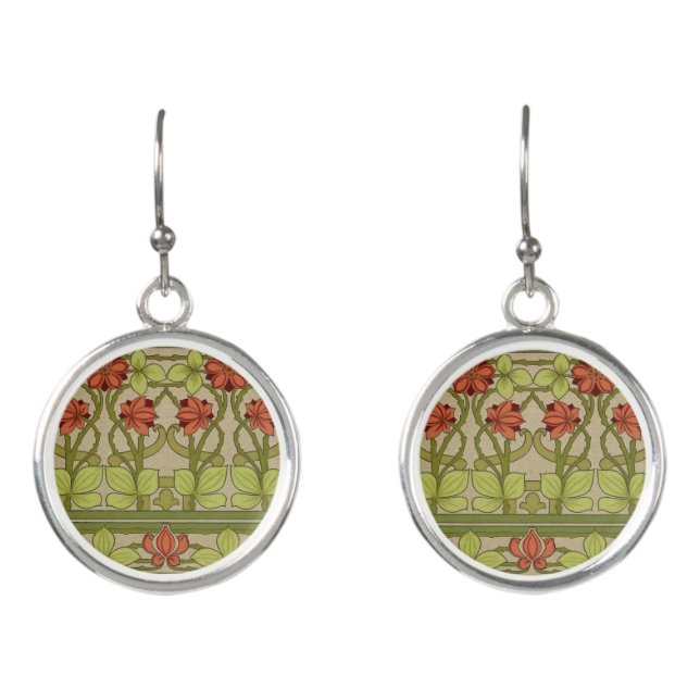 Frieze Border Art Nouveau Floral Earrings (Front)