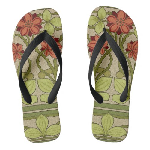 Frieze Border Art Nouveau Floral Flip Flops