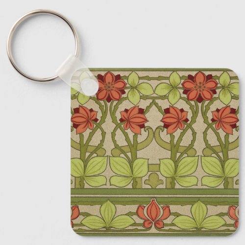 Frieze Border Art Nouveau Floral Keychain