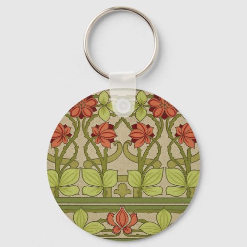 Frieze Border Art Nouveau Floral Keychain