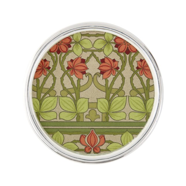 Frieze Border Art Nouveau Floral Lapel Pin (Front)