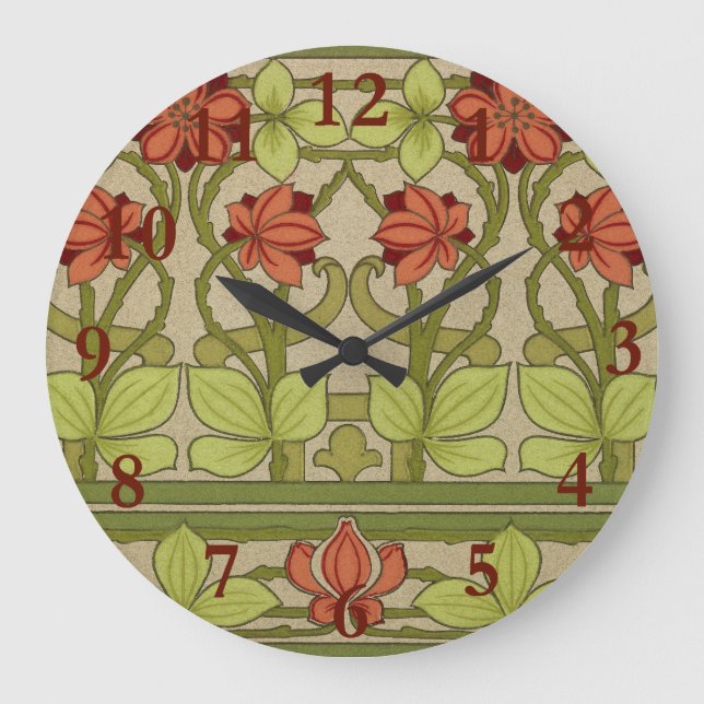 Frieze Border Art Nouveau Floral Large Clock (Front)