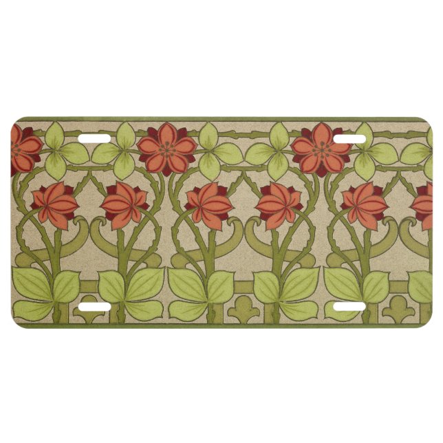Frieze Border Art Nouveau Floral License Plate (Front)
