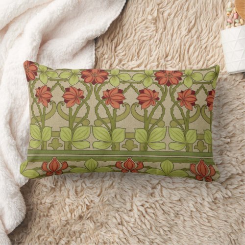 Frieze Border Art Nouveau Floral Lumbar Pillow