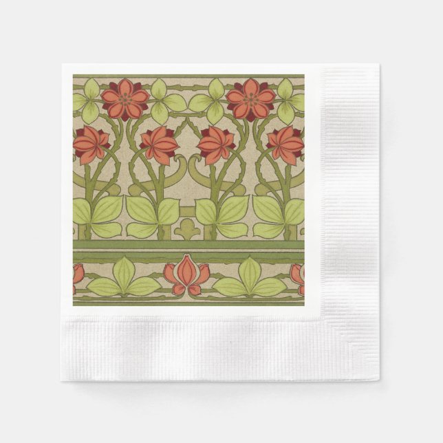 Frieze Border Art Nouveau Floral Napkins (Front)