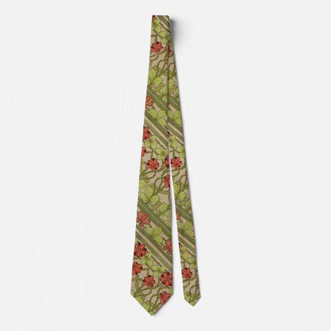 Frieze Border Art Nouveau Floral Neck Tie (Front)