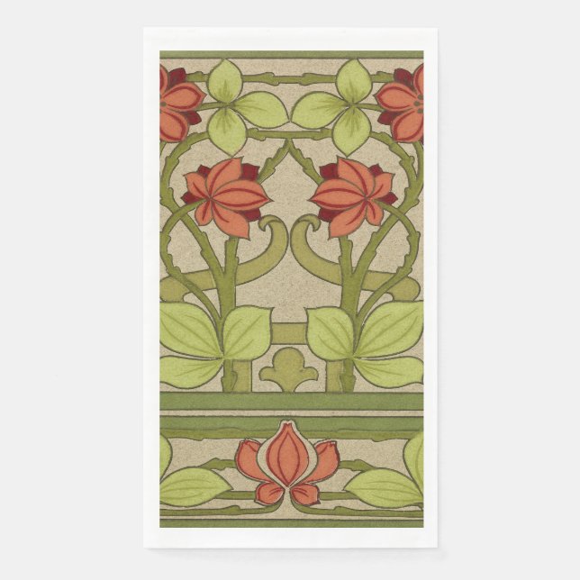 Frieze Border Art Nouveau Floral Paper Guest Towels (Front)