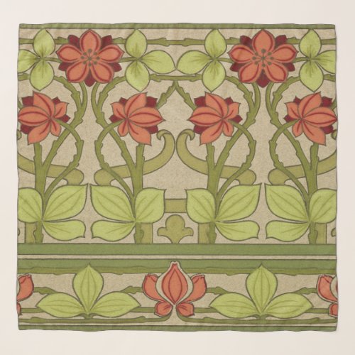 Frieze Border Art Nouveau Floral Scarf