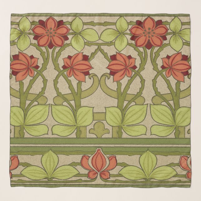 Frieze Border Art Nouveau Floral Scarf (Front)