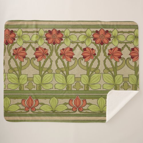 Frieze Border Art Nouveau Floral Sherpa Blanket