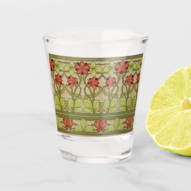 Frieze Border Art Nouveau Floral Shot Glass (Front)