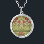 Frieze Border Art Nouveau Floral Silver Plated Necklace<br><div class="desc">Art Nouveau Fine Art Wallpaper Pattern - This is the Frieze and border 1907–08 wallpaper pattern by S.A. Maxwell & Co. A beautiful art nouveau floral flower garden design.</div>