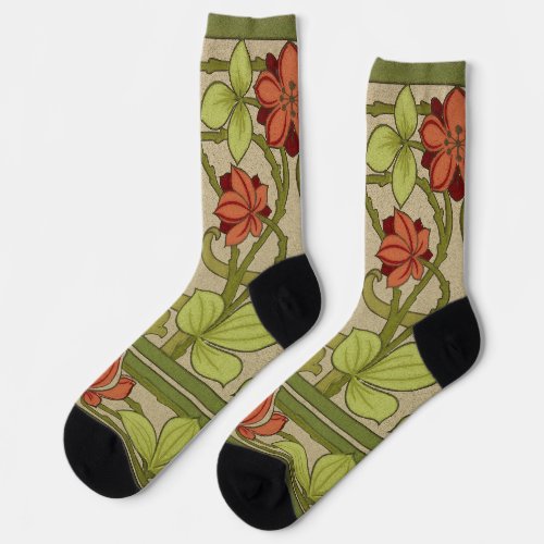 Frieze Border Art Nouveau Floral Socks