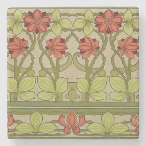 Frieze Border Art Nouveau Floral Stone Coaster