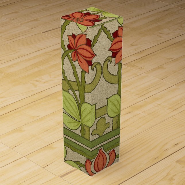 Frieze Border Art Nouveau Floral Wine Box (Front)