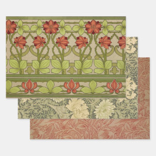 Frieze Border Art Nouveau Floral Wrapping Paper Sheets