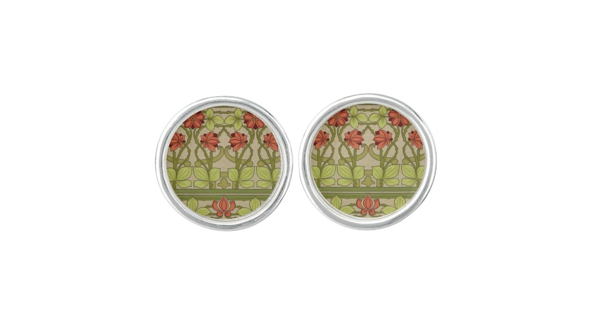 Frieze Border Art Nouveau Wallpaper Cufflinks Zazzle