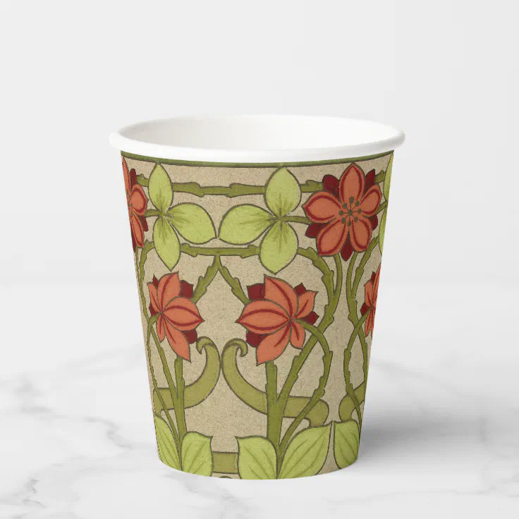 Frieze Border Art Nouveau Wallpaper Paper Cups Zazzle