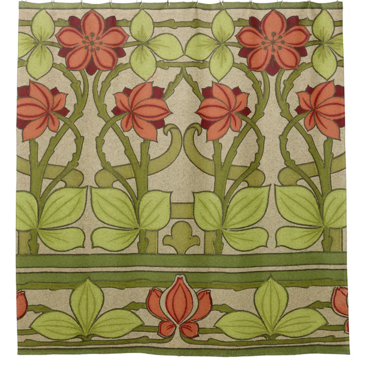 Frieze Border Art Nouveau Wallpaper Shower Curtain Zazzle