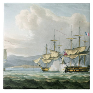 Frigate action in Vizagapatam Roads, off India, 18 Ceramic Tile