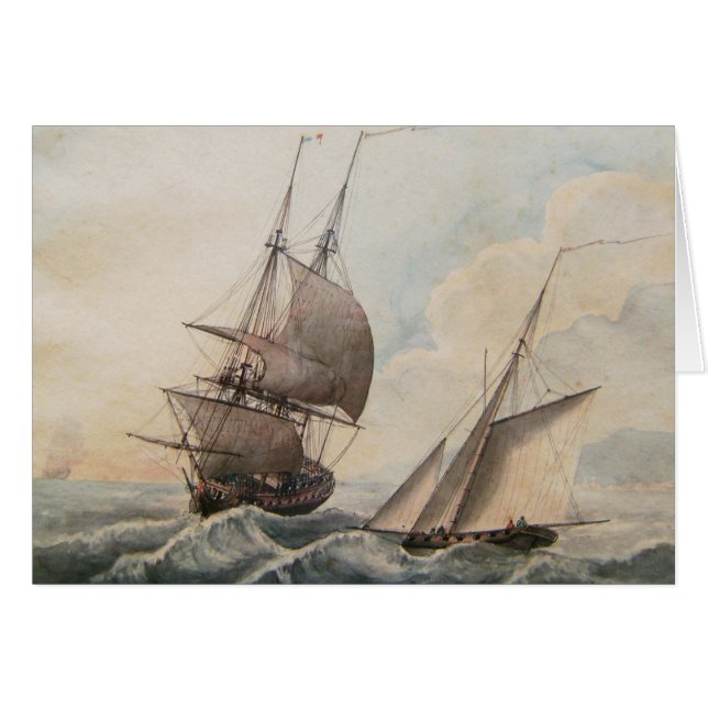Frigate in a swell 17th century cards (Front Horizontal)