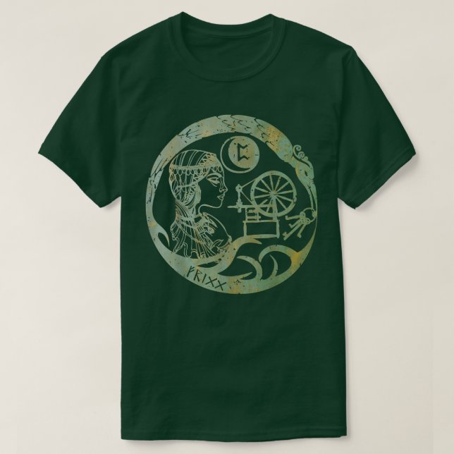 Frigg Goddess Frija Freya Viking Old Norse Mytholo T-Shirt (Design Front)