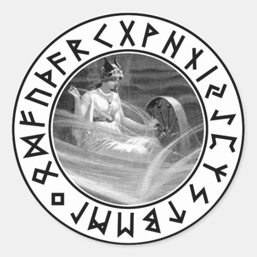 Frigg Rune Shield Classic Round Sticker