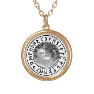 Frigg Rune Shield Gold Plated Necklace
