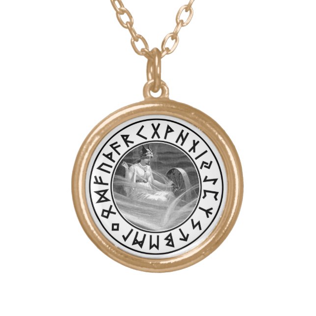 Frigg Rune Shield Gold Plated Necklace (Front)
