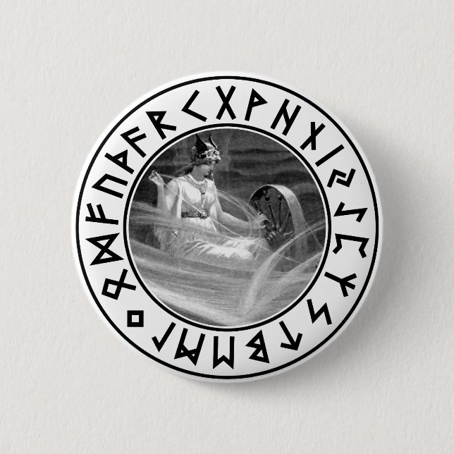 Frigg Rune Shield Pinback Button (Front)