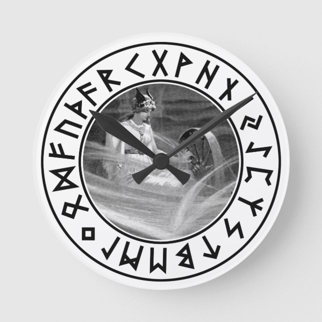Frigg Rune Shield Round Clock (Front)